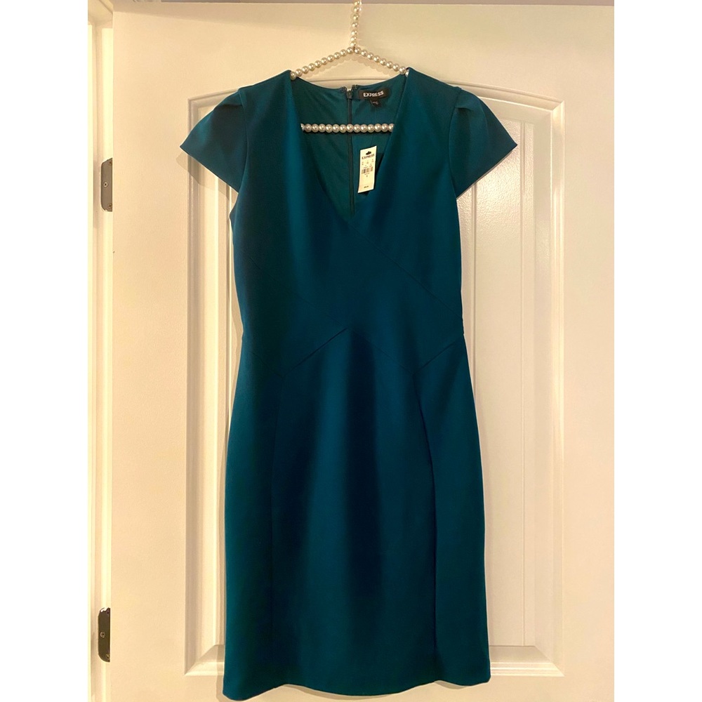 Cap Sleeve Low V-Neck Dress
